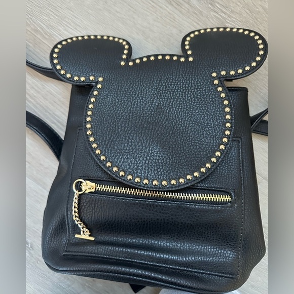 DISNEY 90th Anniversary DANIELE GOLD COLLECTION Blk pebbled leather bkpk